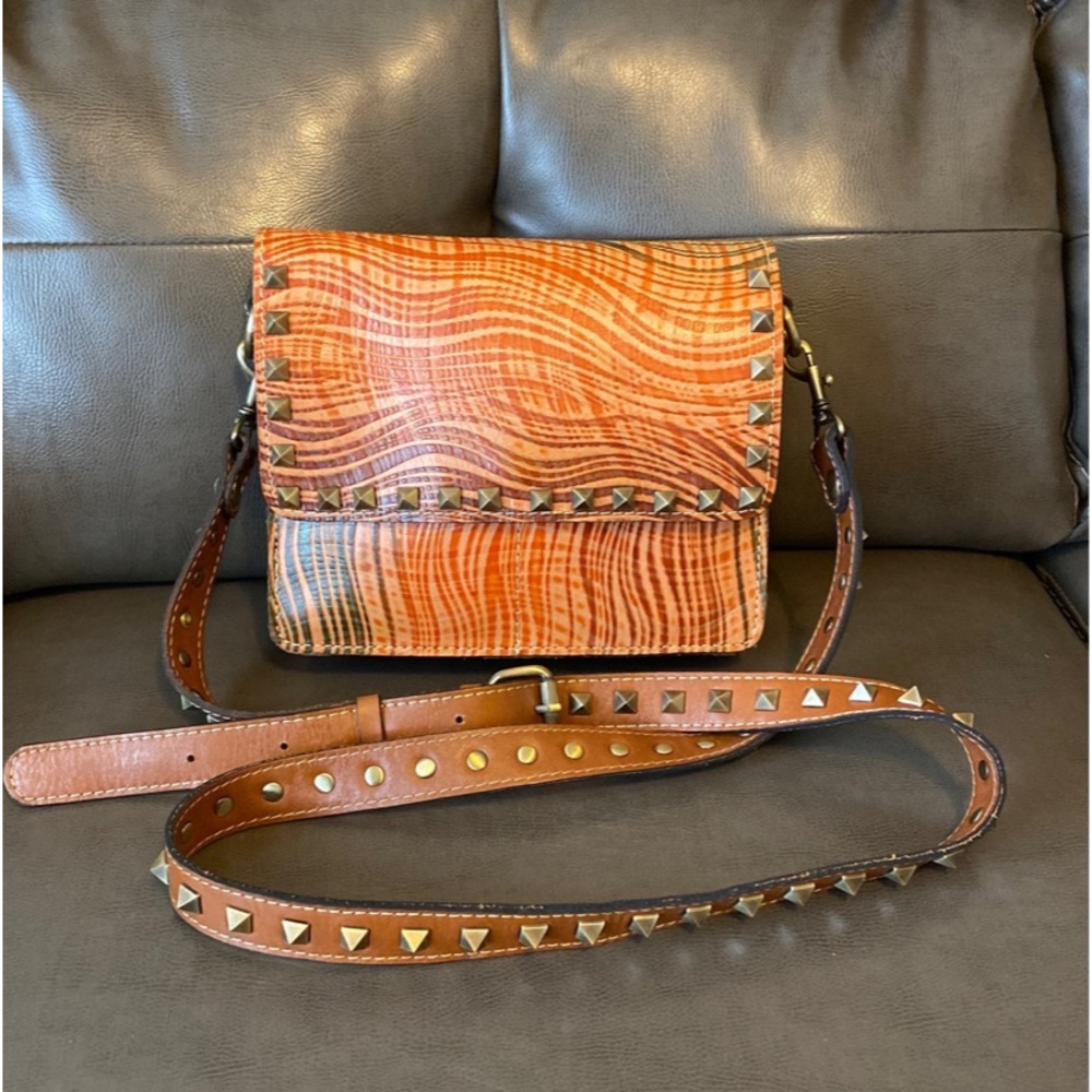 PATRICIA NASH LEATHER CROSSBODY STUDDED HANDBAG